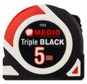 MEDID 7255 MIARA ZWIJANA 5m 25mm WSTĘGA DWUSTRONNA CZARNO BIAŁA UPS+ NYLON