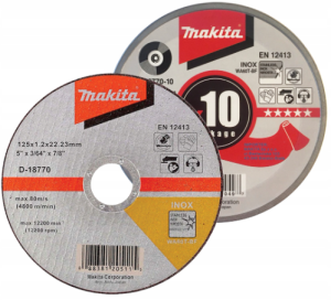 TARCZE TNĄCE 10 SZTUK INOX DO STALI 125x1,2mm WA60T MAKITA D-18770-10
