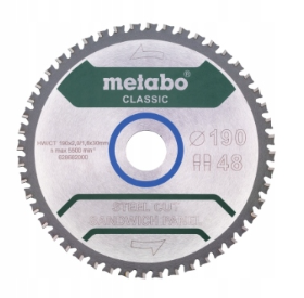 PIŁA TARCZA TNĄCA METABO STEEL CUT 190X30X48 PŁYTY WARSTWOWE BLACHA
