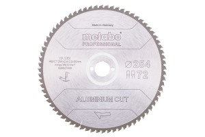 PIŁA TARCZOWA DO ALUMINIUM CUT 254x30mm 72Z METABO 628447000