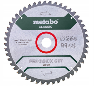 METABO PIŁA TARCZA DO DREWNA MDF FORNIR WIÓROWYCH PRECISION 254x30mm 48Z