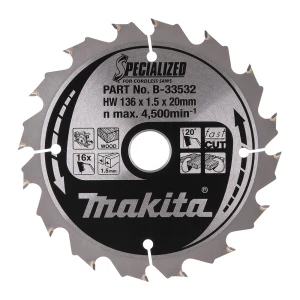 TARCZA TNĄCA SPECJALIZED 136x20mm 16Z MAKITA B-33532