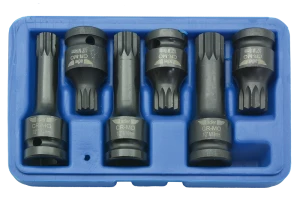 ADLER ZESTAW NASADKI UDAROWE SPLINE CR-MO 1/2 KRÓTKIE DŁUGIE 6SZT AD-06S